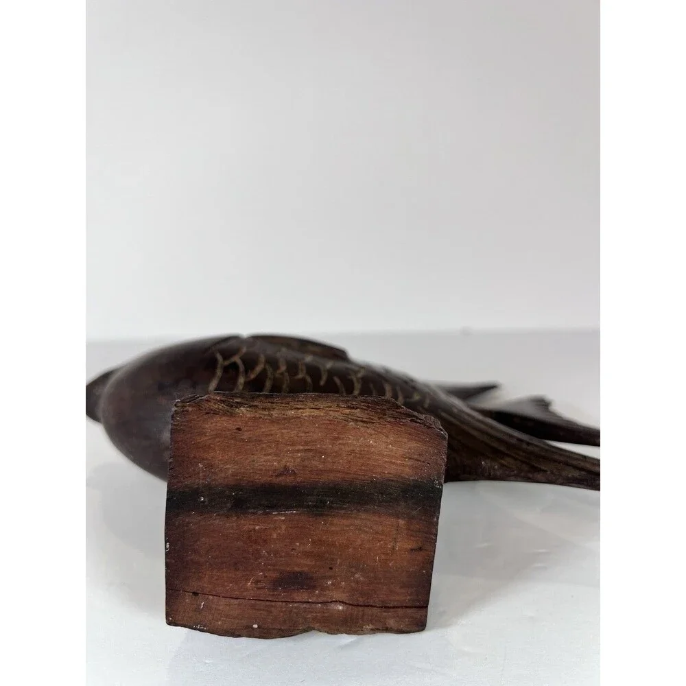 Angel Fish Wood Sculpture Rustic Style Fisherman Gift Folk Art‎ Hand Carved 7.5”